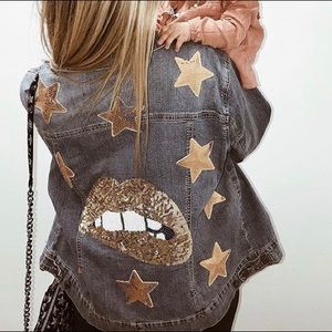 Size XL custom graphic denim jacket
